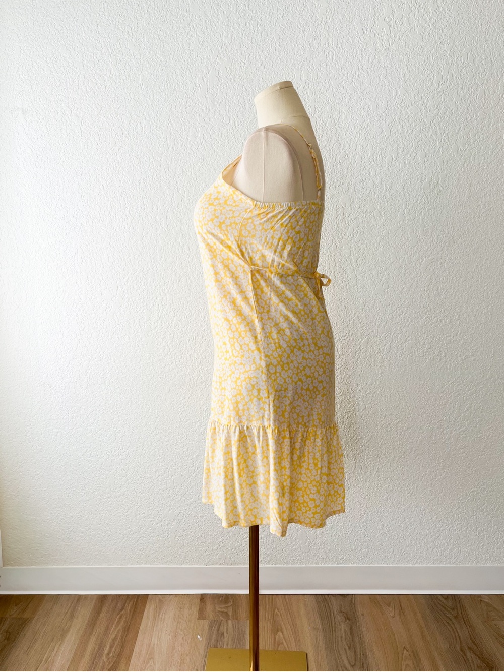 Yellow Floral Ruffle Slip Mini Dress - Picture 2 of 3